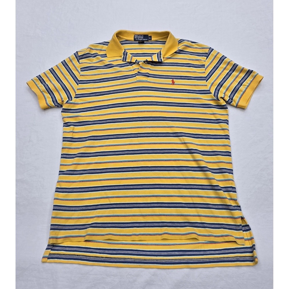 Polo By Ralph Lauren Men's Multicolored Striped 100% Cotton Polo Size Large‎